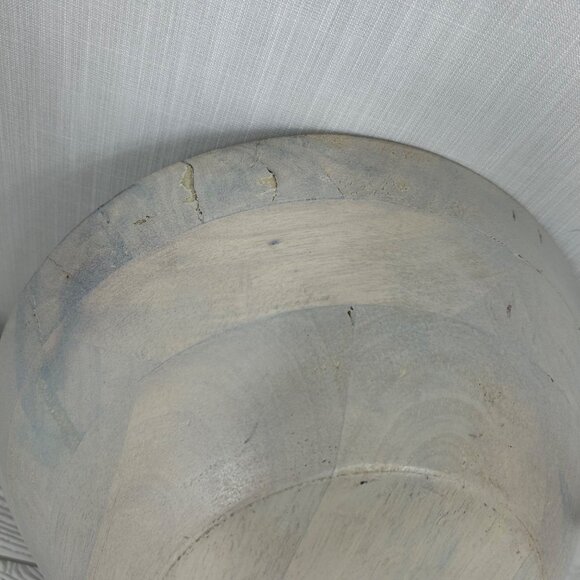 Handcrafted Wooden Decorative Bowl 12 Inches Bue White Grey‎ Boho - Picture 7 of 16